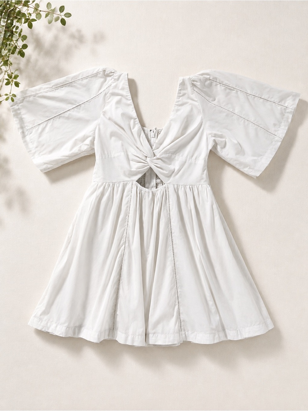 Abercrombie White Cutout Poplin Mini Dress Angel Sleeve